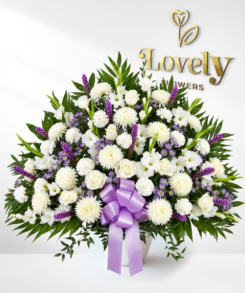White & Lavender Sympathy Standing Spray