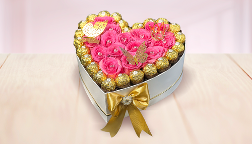Caja de corazón con bombones