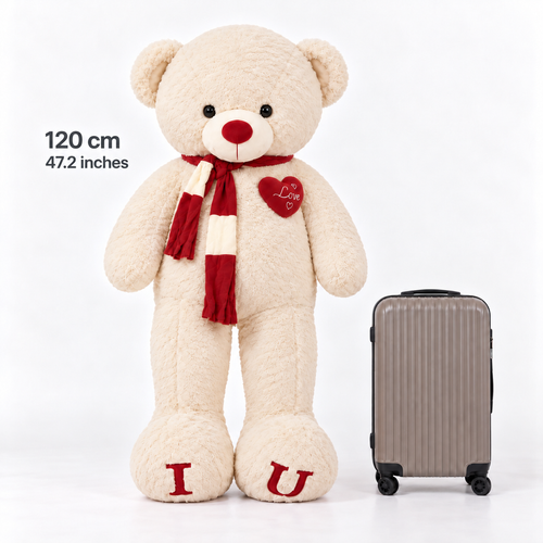 (VBW1) 47" Giant White Teddy Bear 120cm | Oso Gigante Blanco | Lovely Flowers