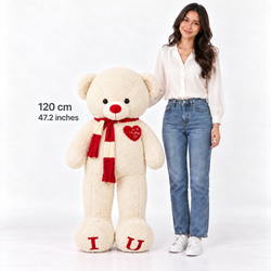 (VBW1) 47" Giant White Teddy Bear 120cm | Oso Gigante Blanco | Lovely Flowers