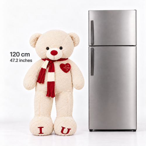 (VBW1) 47" Giant White Teddy Bear 120cm | Oso Gigante Blanco | Lovely Flowers