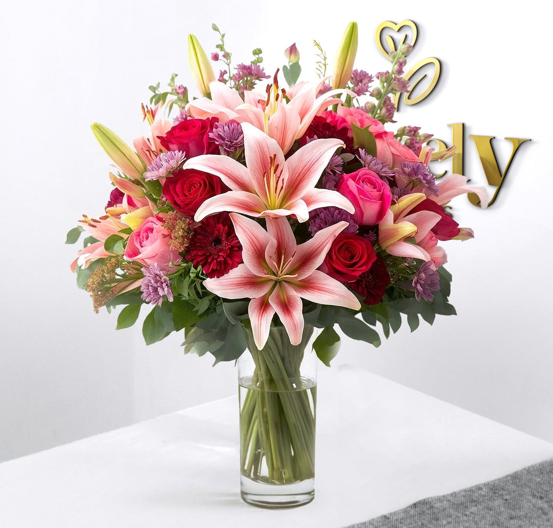rose lily flower for sale Pink Radiance Luxury Bouquet Medium