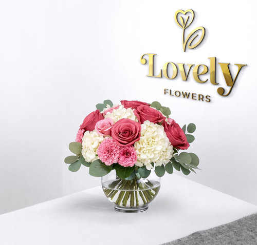 Premium Pink and Blush Rose & White Hydrangeas