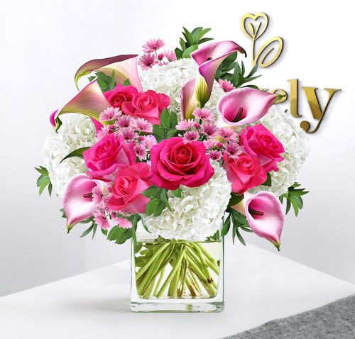 Elegant Pink Calla & Hydrangea Bouquet
