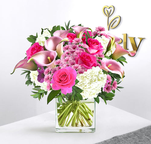 Elegant Pink Calla & Hydrangea Bouquet