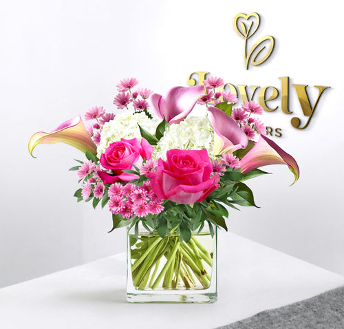 Elegant Pink Calla & Hydrangea Bouquet