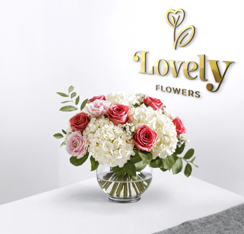 Premium Pink and Blush Rose & White Hydrangeas