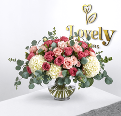 Premium Pink and Blush Rose & White Hydrangeas