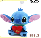Stitch 20cm Heart Love you ($25)