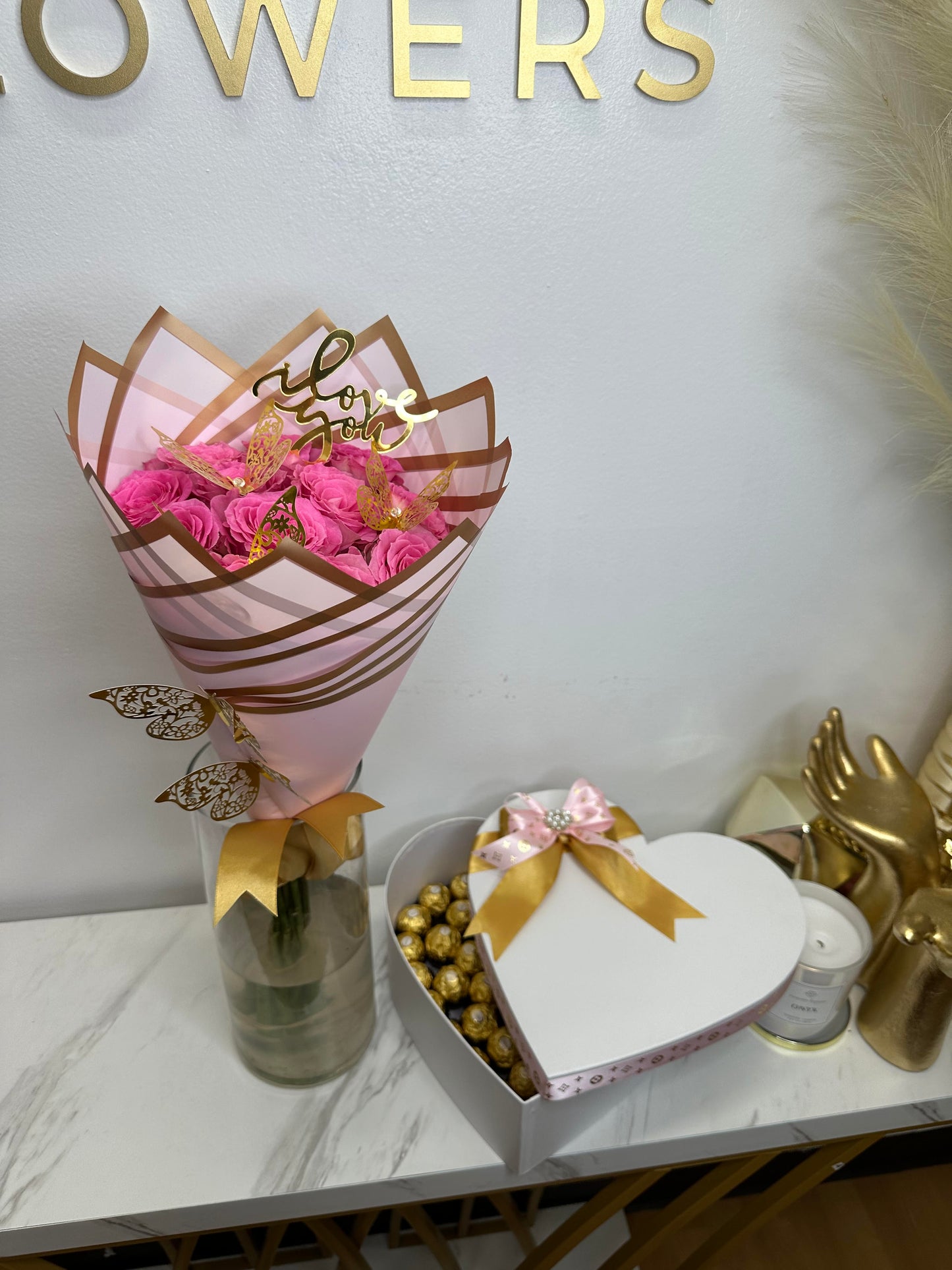 12 Roses + Heart Chocolate Box