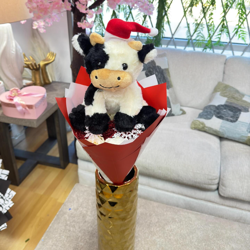 12 Rosas Vaca Navidad ~ 12 Roses Christmas Cow bouquet