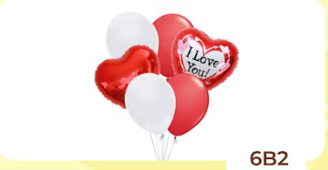 Ramo de globos de amor (6 globos) ($30)
